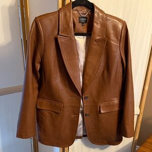 J. Crew Women's Tan Leather Blazer